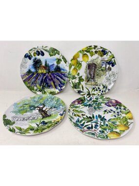 Michel Design Works 8" Melamine Campagna Set of 4 Salad Luncheon Plates Tuscany